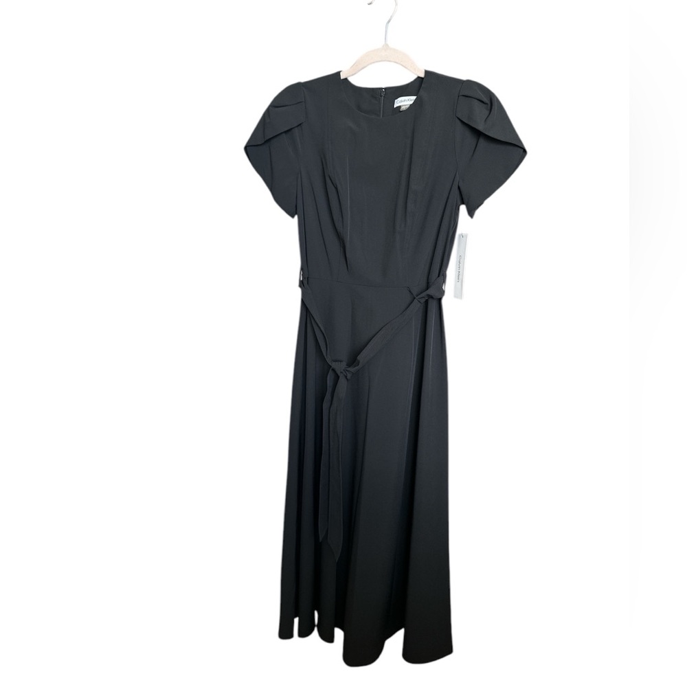 Calvin Klein Tulip Short Sleeve A-Line Midi  Dress Black dress Business casual - Picture 6 of 14